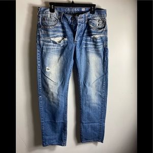 Guess Pasadena Straight Fit Distressed Jeans